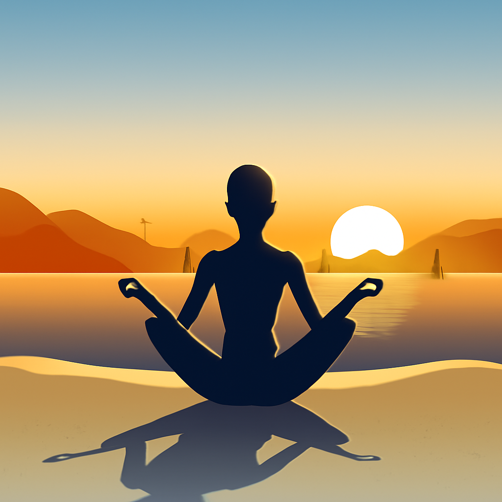 Pessoa sentada em posição de meditação ao ar livre, representando a prática de mindfulness e atenção plena no momento presente.